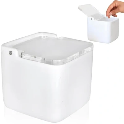 Image of KOOK TIME Kitchen salt pot ceramic box with transparent acrylic lid, perfect for coarse and fine colour: white 11.2 x cm.