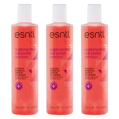 Image of ESNTL Acetone Free Nail Polish Remover 300ml x3 Super Strength Formula Trusted by UK Beauty Salons