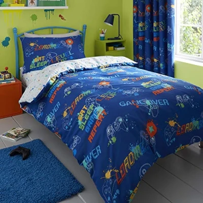 Image of Bedlam Game Glow Childrens in the Dark Duvet Cover Set Single Bed Size Multi