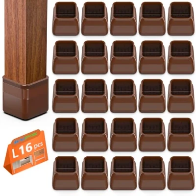 Image of Square Chair Leg Floor Protectors, Protectors for Hardwood Floors, Silicon Protection Covers, Rectangle Chairs, No Scratches and Noise