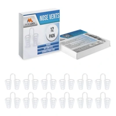 Image of Nose Vent Sinus Relief (Pack of 12 Medium Size) Soft Cone Vents a Simple Solution for Nasal Snorers Reusable Snoring Device to Enjoy Peaceful Night&#039;s Sleep by Mobi Lock