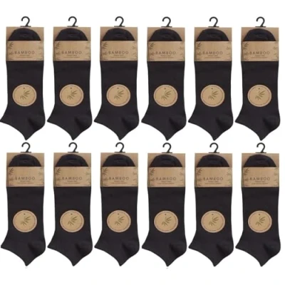 Image of OnlyBee 6 Pairs of Men&#039;s Bamboo Trainer Liner Socks UK Size 11 (UK, Numeric, 6, 11, Regular, Black)