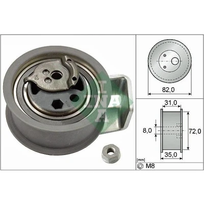 Image of 1100583, 1119021, XM216K254AA, YM216K254CA Tensioner Pulley, timing belt INA 531 0436 20 VOLKSWAGEN: Golf 4, Passat B5 GP Saloon, Estate