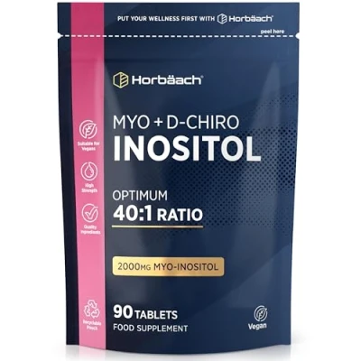 Image of Inositol Tablets 1500mg 180 Count Vegan Supplement with Folic Acid &amp; Chromium No Artificial Preservatives by Horbaach