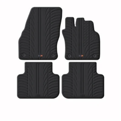Image of TRAVALL Rubber Car Mats for Audi Q3 (2018 ) Floor Hard Wearing Heavy Duty Moulded Premium Easy Clean Black with Clips Anti Slip All Weather Mud Sand Water Protection