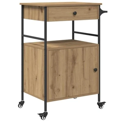Image of vidaXL Kitchen Trolley Artisan Oak 56x43x89.5 cm Engineered Wood