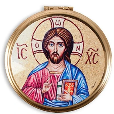 Image of Catholic Gift Shop Ltd Teaching Christ Pyx with Art Metal Lid &amp; Lourdes Prayer Card