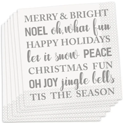 Image of Unique Party 77122 Silver and Gold Snowflakes Christmas Napkins, Pack of 16