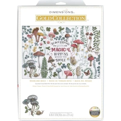 Image of Dimensions Gold Collection Woodland Magic Counted Cross Stitch Kit, 16&quot; x 11&quot;, 18 Cnt. White Aida 5 pcs