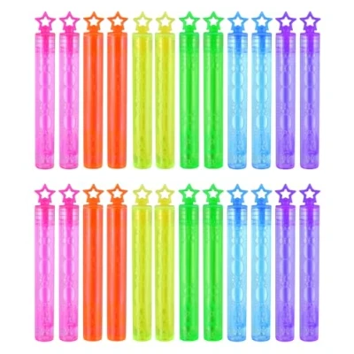 Image of Mini Bubble Wands Assorted Bubbles Blowers for Kids Childrens Birthday Party Bag Toys Favours (Stars, 24, Tubes)