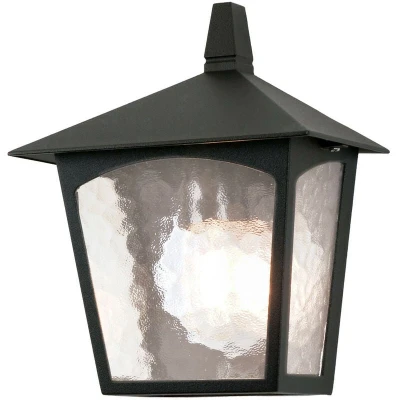 Image of York 1 Light Outdoor Flush Ceiling Lantern Black, E27