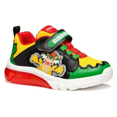 Image of Geox Light UP Nintendo Super Mario Ciberdron BOY Trainers for kids, Size: 12.5K, Green/red Textile/synthetics