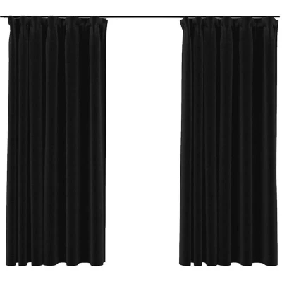 Image of vidaXL Linen Look Blackout Curtains with Hooks 2 pcs Anthracite 140x175 cm
