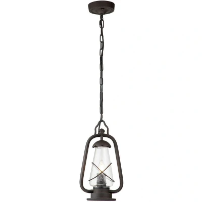 Image of Miners 1 Light Outdoor Ceiling Chain Lantern Old Bronze IP44, E14