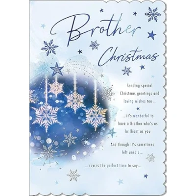 Image of Piccadilly Greetings Christmas Card To a Special Brother Snowflakes 9 x 6 inches