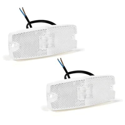 Image of AOHEWEI 2 x White Trailer Side Marker Lights LED Truck Front Position Indicator Lamps with Reflector for Van Caravan Lorry 10 30V ECE approved
