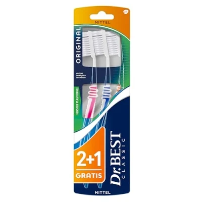 Image of Dr.BEST Original Toothbrush Medium Value Pack (2 Pieces + 1 Piece Free) Helps Protect Gums