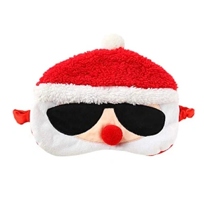 Image of Ulife Mall Funny Christmas Santa Claus Eye Mask for Sleeping Travel Fluffy Blindfold Sleep Novelty Personalised Cover Breathable Eyeshade Kids Girls Boys Women Red