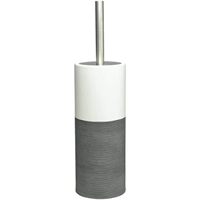 Image of Sealskin Doppio Toilet Brush and Holder, Porcelain, Grey, 10.1 x 38.3 cm