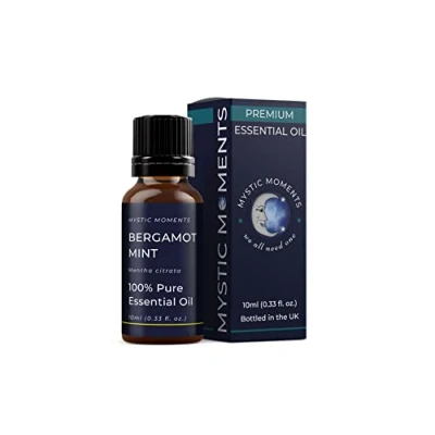 Image of Mystic Moments Bergamot Mint Essential Oil 10ml Pure &amp; Natural for Diffusers, Aromatherapy Massage Blends Vegan GMO Free