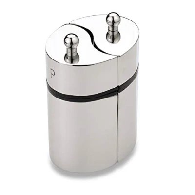 Image of Grunwerg MM 1586S Complimates Mix &amp; Match Interlocking Flavour Creators 2 Piece Pepper Salt Mill with Ceramic Gears, 18/8 Stainless Steel, Satin Finish