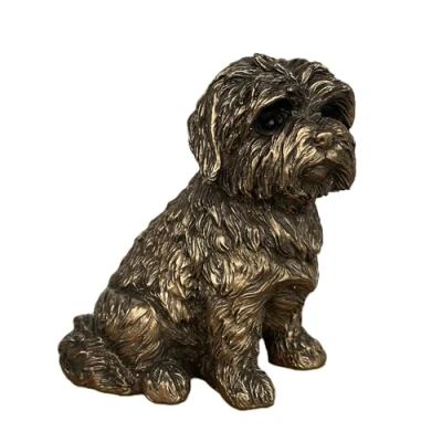Image of Lesser &amp; Pavey Shih Tzu Reflections Sitting Dog Figure, Resin, Bronze, 10 x 13 cm