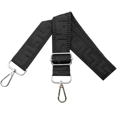Image of Shoulder Strap for Bag Straps Changing, Adjustable Wide 3.8 cm with Silver Carabiner Carry Handbags Women, Colourful, K, Pure Black, 80 130cm