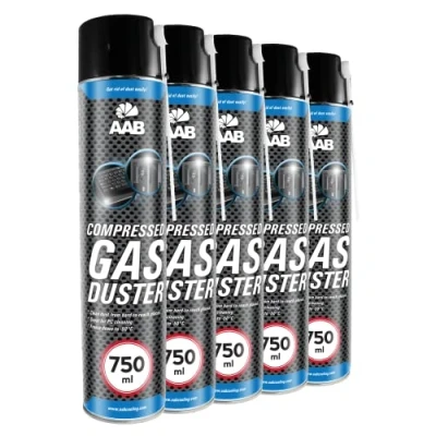 Image of 5 x AABCOOLING Compressed Gas Duster 750ml Air Can for Cleaning Computer, Keyboard, and Other Office Equipment, Keyboard Cleaner, Blower, Spray, Prime, PC