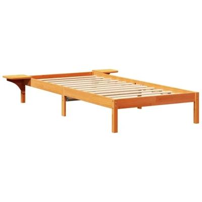 Image of Bed Frame with Bedside Tables brown 75 x 190 cm Wax Vidaxl