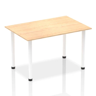 Image of Impulse 1400mm Straight Table Maple Top White Post Leg