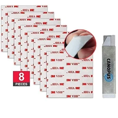 Image of CANOPUS 3M Double Sided Sticky Pads Heavy Duty White, VHB 4950 8 PCs (76mm x 76mm), Thickness (1.1mm) Waterproof Adhesive Pads, Mounting Number Plate Ideal for Indoor and Outdoor use