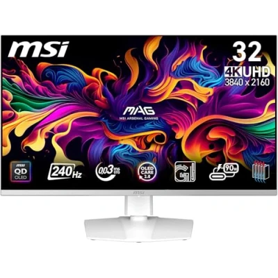 Image of MSI MPG 321URXW QD OLED 31.5 Inch 4K UHD Gaming Monitor 3840 x 2160 Quantum Dot Panel, 240Hz / 0.03ms, 99% DCI P3, ΔE≤2, DisplayHDR True Black 400, KVM, RGB DP 1.4a, HDMI 2.1, USB Type C
