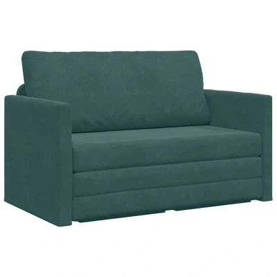 Image of vidaXL Floor Sofa Bed 2 in 1 Dark Green 124x204x61 cm Velvet