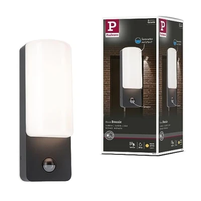 Image of Paulmann 94851 LED Wall Bonnie Motion Sensor IP44 93x77mm 3000K 8.5W 560lm 230V Anthracite Aluminium Outdoor luminaire, 8.5 W