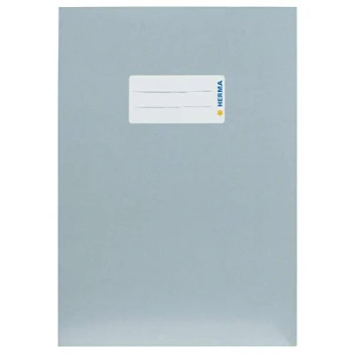 Image of HERMA 19771 Notebook Covers A5 Cardboard Grey, Pack of 10, with Labelling Field Made Sturdy and Extra Strong Paper, Cover Set for School Notebooks, Coloured