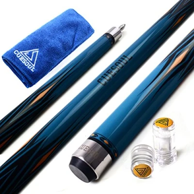 Image of CUESOUL SOOCOO Series 58&quot; 19oz 11.5mm Tip Maple Pool Cue Stick Set with Joint/Shaft Protector and Towel(CSSC U110)