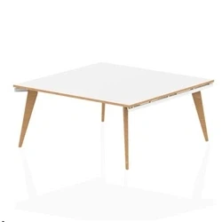 Image of Oslo 1600mm Square Boardroom Table White Top Wood Edge Frame