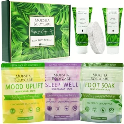 Image of Foot Spa Gift Sets for Women [Made in UK] with Bath Salts, Soak, Scrub, Lotion, Self Care Pamper Hamper