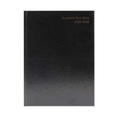 Image of 5 Star Academic Diary Day Per Page A4 Black 2025 2026 KF1A4ABK25