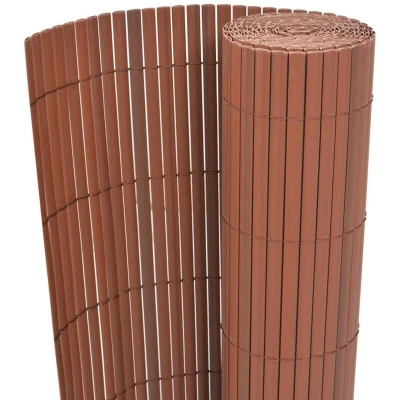 Image of vidaXL Double Sided Garden Fence PVC 90x300 cm Brown