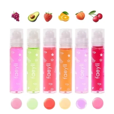 Image of 6PCS Fruit Lip Oil Tinted,Moisturizing Roll on Gloss Set Fresh Glaze,Lip Make up for Kids and Teens Fruity Flavors, Kid Friendly, Party Gift, Best Friends