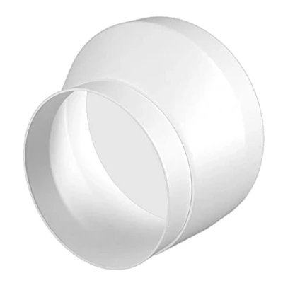 Image of White Offset Duct Pipe Reducer 150mm / 125mm Tube Transformer/Extractor Fan Connector.