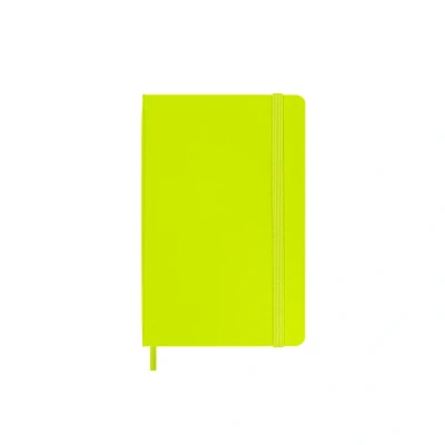 Image of Moleskine Classic Notebook, Ruled Hard Cover and Elastic Closure, Size Pocket 9 x 14 cm, Colour Lemon Green, 192 Pages, 8056420850857