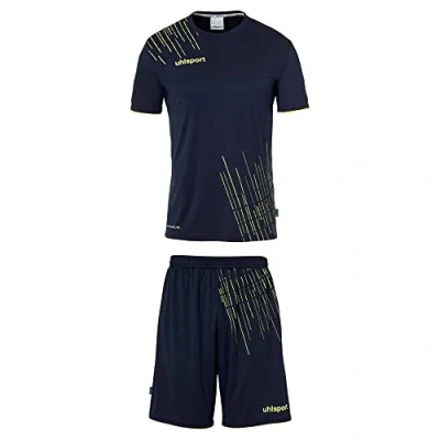 Image of uhlsport Boys&#039; Score 26 Football Jersey Set Consisting of Training Shirt and Trousers, Navy/Fluo Yellow, 140 EU