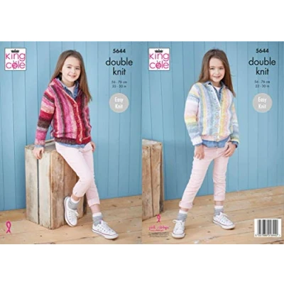 Image of King Cole 5644 Knitting Pattern Childrens Easy Knit Hoodie and Cardigan in Bramble DK