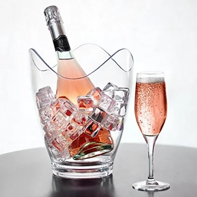 Image of bar@drinkstuff Glacier Acrylic Curve Wine Bucket Plastic Shatterproof Champagne Cooler