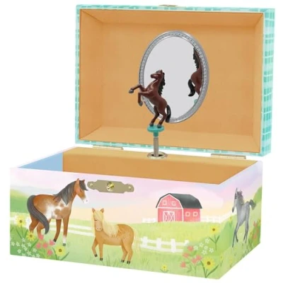 Image of Horse Jewellery Box Toys for Girls Age 4 6 Kids with Spinning 15.2 x 11.8 8.9 cm