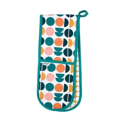 Image of Dexam Recycled Cotton Retro Spot Double Oven Glove Teal