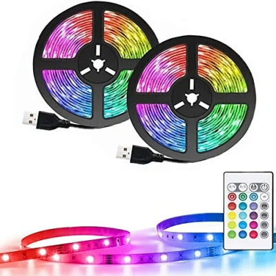 Image of IMBTECH 5050 RGB Led Strip Lights, USB Colour Changing Tape, Under Cabinet Kitchen Tv, Changing, Fairy Light, Light Set with Remote Control (4M)
