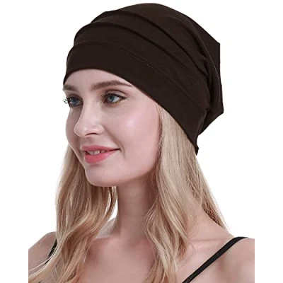 Image of osvyo Cotton Chemo Hats Soft Caps Cancer Headwear for Women Hair Loss Sealed Packaging, coffee, One Size